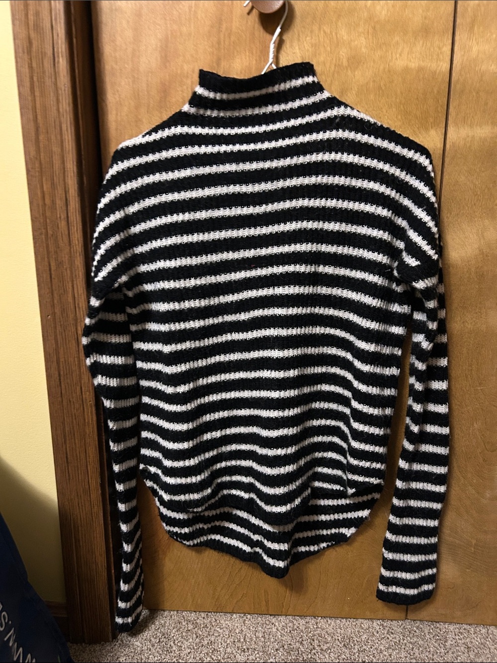 Express Black & White Striped Turtleneck Sweater